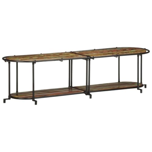 SDWEHO7 TV-Regal mit 2 Einlegeböden, Fernsehtisch für Wohnzimmer, Schlafzimmer, Büro, Robust und langlebig, Leicht zu reinigen, 160 x 42 x 40 cm Altholz Massiv von SDWEHO7