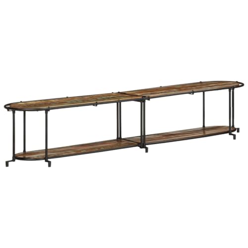 SDWEHO7 TV-Regal mit 2 Einlegeböden, Fernsehtisch für Wohnzimmer, Schlafzimmer, Büro, Robust und langlebig, Leicht zu reinigen, 200 x 42 x 40 cm Altholz Massiv von SDWEHO7