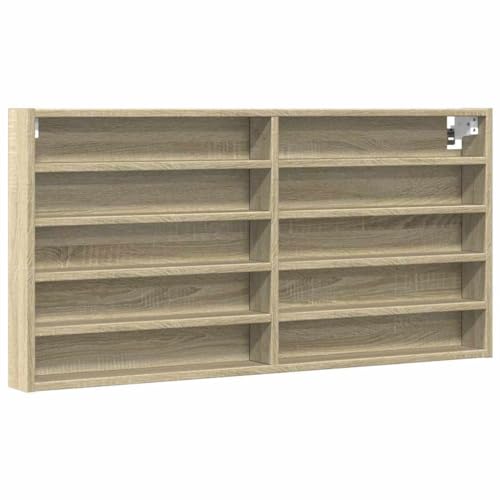 SDWEHO7 Vitrinenschrank mit 10 offenen Fächern, Hängevitrine, Dekoratives Wanddisplayregal für Wohnzimmer, Flur, Büro, Sonoma-Eiche 100x8,5x50 cm Holzwerkstoff SDWEHO7 Vitrinenschrank mit 10 offenen Fächern, Hängevitrine, Dekoratives Wanddisplayregal für Wohnzimmer, Flur, Büro, Sonoma-Eiche 100x8,5x50 cm Holzwerkstoff von SDWEHO7