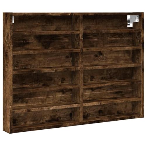 SDWEHO7 Vitrinenschrank mit 12 offenen Fächern, Hängevitrine, Dekoratives Wanddisplayregal für Wohnzimmer, Flur, Büro, Räuchereiche 80x8,5x58 cm Holzwerkstoff SDWEHO7 Vitrinenschrank mit 12 offenen Fächern, Hängevitrine, Dekoratives Wanddisplayregal für Wohnzimmer, Flur, Büro, Räuchereiche 80x8,5x58 cm Holzwerkstoff von SDWEHO7