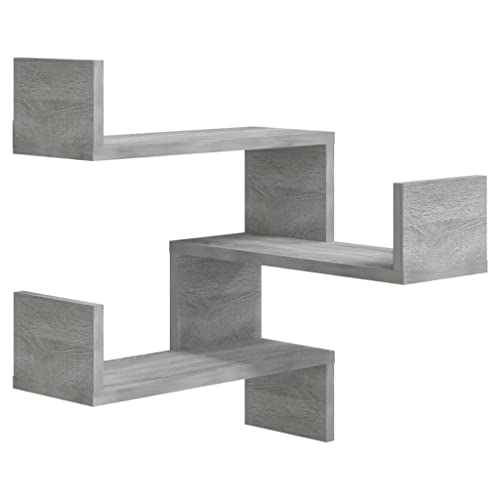 SDWEHO7 Wand-Eckregal, 3-stöckiges Bücherregal, Pflanzenständer für Schlafzimmer, Wohnzimmer, Home Office, platzsparend, Grau Sonoma 40x40x50 cm Holzwerkstoff von SDWEHO7