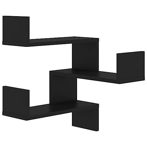 SDWEHO7 Wand-Eckregal, 3-stöckiges Bücherregal, Pflanzenständer für Schlafzimmer, Wohnzimmer, Home Office, platzsparend, Schwarz 40x40x50 cm Holzwerkstoff von SDWEHO7