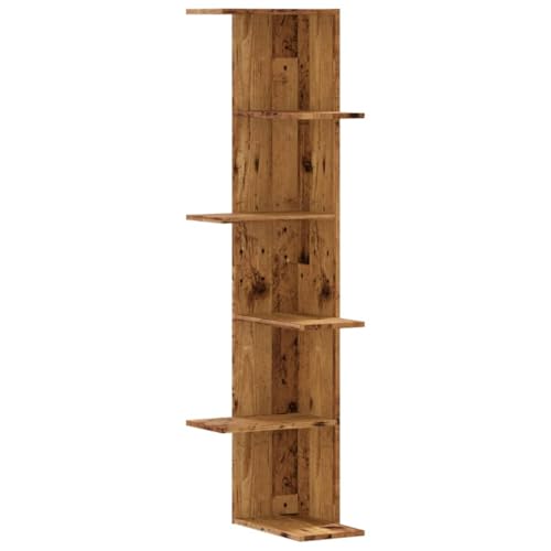 SDWEHO7 Wand-Eckregal, 5-stöckiges Bücherregal, Pflanzenständer für Schlafzimmer, Wohnzimmer, Home Office, platzsparend, Altholz-Optik 36,5x36,5x140 cm Holzwerkstoff SDWEHO7 Wand-Eckregal, 5-stöckiges Bücherregal, Pflanzenständer für Schlafzimmer, Wohnzimmer, Home Office, platzsparend, Altholz-Optik 36,5x36,5x140 cm Holzwerkstoff von SDWEHO7