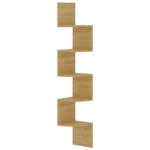 SDWEHO7 Wand-Eckregal, 5-stöckiges Bücherregal, Pflanzenständer für Schlafzimmer, Wohnzimmer, Home Office, platzsparend, Sonoma-Eiche 19x19x123 cm Holzwerkstoff von SDWEHO7