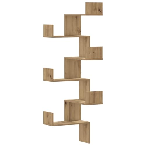 SDWEHO7 Wand-Eckregal, 6-stöckiges Bücherregal, Pflanzenständer für Schlafzimmer, Wohnzimmer, Home Office, platzsparend, Artisan-Eiche 45x45x147 cm Holzwerkstoff von SDWEHO7