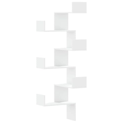 SDWEHO7 Wand-Eckregal, 6-stöckiges Bücherregal, Pflanzenständer für Schlafzimmer, Wohnzimmer, Home Office, platzsparend, Weiß 45x45x147 cm Holzwerkstoff von SDWEHO7