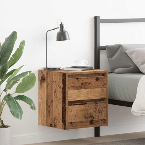 SDWEHO7 Wand-Nachttisch 2er Set, Side Table mit 2 Schubladen, Kaffeetisch, Beistelltisch für Schlafzimmer, Altholz-Optik 38x34x40 cm Holzwerkstoff SDWEHO7 Wand-Nachttisch 2er Set, Side Table mit 2 Schubladen, Kaffeetisch, Beistelltisch für Schlafzimmer, Altholz-Optik 38x34x40 cm Holzwerkstoff von SDWEHO7
