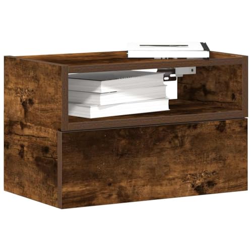 SDWEHO7 Wand-Nachttisch mit Schublade und offene Fach, Büroschrank, Beistelltisch, Sofatisch für Schlafzimmer Wohnzimmer, Räuchereiche 45x26x28,5 cm Holzwerkstoff SDWEHO7 Wand-Nachttisch mit Schublade und offene Fach, Büroschrank, Beistelltisch, Sofatisch für Schlafzimmer Wohnzimmer, Räuchereiche 45x26x28,5 cm Holzwerkstoff von SDWEHO7
