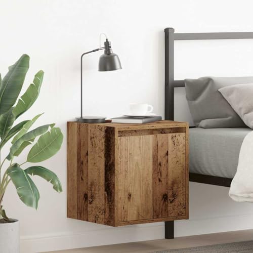 Wand-Nachttisch mit Tür, Side Table, Kaffeetisch, Beistelltisch für Schlafzimmer, Arbeitszimmer, Altholz-Optik 38x34x40 cm Holzwerkstoff Wand-Nachttisch mit Tür, Side Table, Kaffeetisch, Beistelltisch für Schlafzimmer, Arbeitszimmer, Altholz-Optik 38x34x40 cm Holzwerkstoff von SDWEHO7
