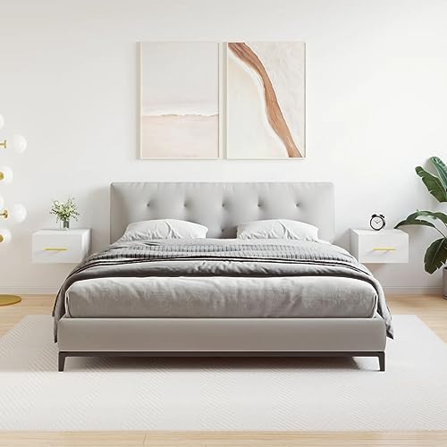 SDWEHO7 Wand-Nachttische mit Schublade, 2er Set, Aufbewahrungsschrank für Schlafzimmer, Wohnzimmer, Robust und langlebig, 35x35x20 cm Weiß Holzwerkstoff von SDWEHO7