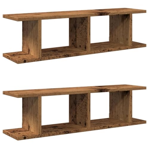 SDWEHO7 Wandregale mit 2 Fächern 2 STK, Schweberegal, Wandmontierter Vitrine für Sammlerstücke, Figuren, Sukkulenten, Altholz-Optik 75x18x20 cm Holzwerkstoff SDWEHO7 Wandregale mit 2 Fächern 2 STK, Schweberegal, Wandmontierter Vitrine für Sammlerstücke, Figuren, Sukkulenten, Altholz-Optik 75x18x20 cm Holzwerkstoff von SDWEHO7