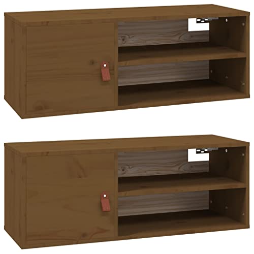 SDWEHO7 Wandschränke mit Tür und 4 Fächer 2 STK, Aufbewahrungstruhe für Eingangsbereich, Wohnzimmer Schlafzimmer, Büro, Honigbraun 80x30x30 cm Massivholz Kiefer SDWEHO7 Wandschränke mit Tür und 4 Fächer 2 STK, Aufbewahrungstruhe für Eingangsbereich, Wohnzimmer Schlafzimmer, Büro, Honigbraun 80x30x30 cm Massivholz Kiefer von SDWEHO7