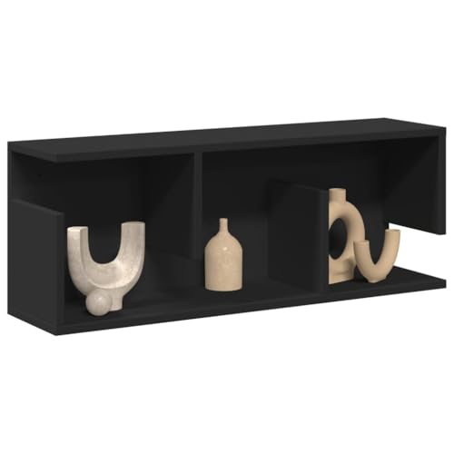 SDWEHO7 Wandschrank mit 3 Fächern, Badezimmerschrank, Schließfächer für Flur, Wohnzimmer, Büro, Robust und langlebig, 80x20x30 cm Schwarz Holzwerkstoff von SDWEHO7