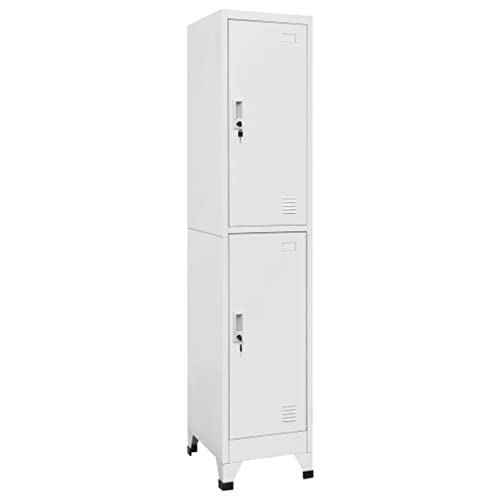 Schließfachschrank mit 2 Fächern, Mehrzweckschrank für Wohnzimmer, Schlafzimmer, Office, Robust und langlebig, 38 x 45 x 180 cm Grau Stahl von SDWEHO7