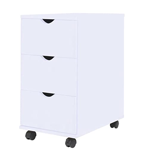 SDWEHO7 Schubladenelement, Büroschrank mit Rollen für Wohnzimmer, Schlafzimmer, Office, Robust und langlebig, 33 x 45 x 60 cm Weiß Holzwerkstoff von SDWEHO7