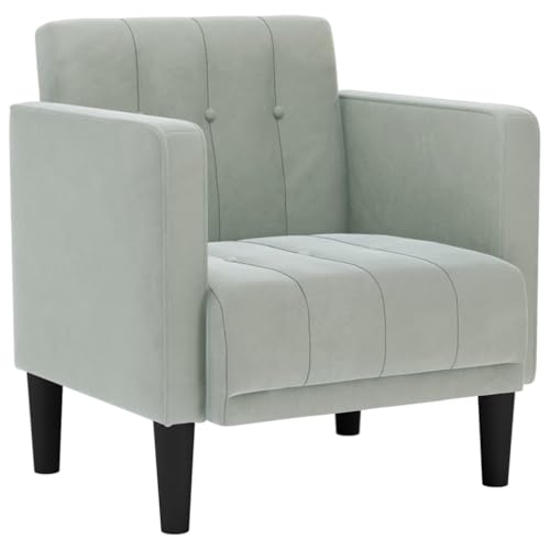 Sessel mit Armlehnen, Gepolsterter Akzentstuhl, Lesesessel, Einzelsofa für Schlafzimmer, Wohnzimmer, Büro, Robust, 70.5 x 67 x 74.5 cm Hellgrau Samt Sessel mit Armlehnen, Gepolsterter Akzentstuhl, Lesesessel, Einzelsofa für Schlafzimmer, Wohnzimmer, Büro, Robust, 70.5 x 67 x 74.5 cm Hellgrau Samt von SDWEHO7
