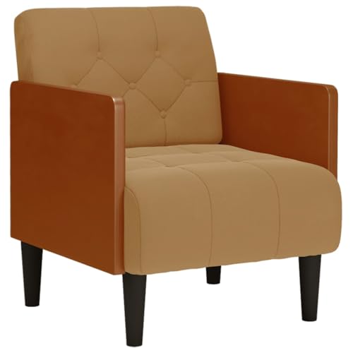 Sessel mit Armlehnen und Rückenlehne, Einzelsofa, Lounge Couch für Wohnzimmer, Schlafzimmer, Arbeitszimmer, Esszimmer, 61 x 68 x 74.5 cm Braun Samt von SDWEHO7