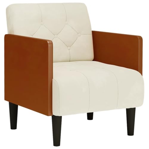Sessel mit Armlehnen und Rückenlehne, Einzelsofa, Lounge Couch für Wohnzimmer, Schlafzimmer, Arbeitszimmer, Esszimmer, 61 x 68 x 74.5 cm Creme Samt Sessel mit Armlehnen und Rückenlehne, Einzelsofa, Lounge Couch für Wohnzimmer, Schlafzimmer, Arbeitszimmer, Esszimmer, 61 x 68 x 74.5 cm Creme Samt von SDWEHO7