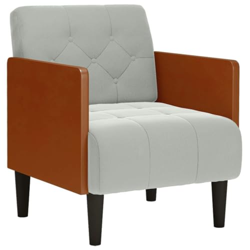 Sessel mit Armlehnen und Rückenlehne, Einzelsofa, Lounge Couch für Wohnzimmer, Schlafzimmer, Arbeitszimmer, Esszimmer, 61 x 68 x 74.5 cm Hellgrau Samt Sessel mit Armlehnen und Rückenlehne, Einzelsofa, Lounge Couch für Wohnzimmer, Schlafzimmer, Arbeitszimmer, Esszimmer, 61 x 68 x 74.5 cm Hellgrau Samt von SDWEHO7