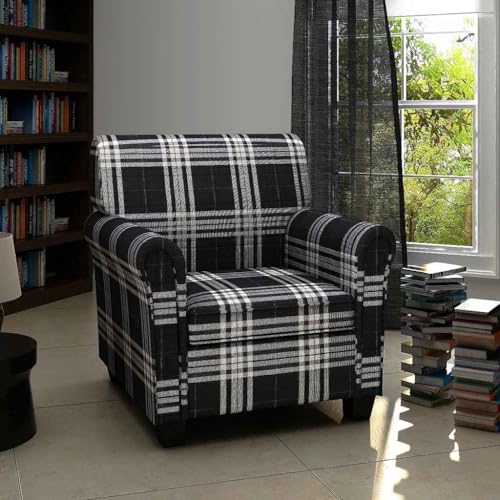 Sessel mit Sitzpolster, Esszimmerstuhl, Gepolsterter Stuhl, Bürostuhl, Loungesessel für Esszimmer, Küche, Wohnzimmer, 73 x 65 x 81 cm Schwarz Stoff Sessel mit Sitzpolster, Esszimmerstuhl, Gepolsterter Stuhl, Bürostuhl, Loungesessel für Esszimmer, Küche, Wohnzimmer, 73 x 65 x 81 cm Schwarz Stoff von SDWEHO7