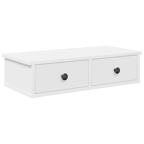 Wandregal mit 2 Schubladen, Nachtschrank Wandmontage, Schwebende Aufbewahrungstruhe für Schlafzimmer, Wohnzimmer, Büro, Weiß 60x25x15 cm Holzwerkstoff Wandregal mit 2 Schubladen, Nachtschrank Wandmontage, Schwebende Aufbewahrungstruhe für Schlafzimmer, Wohnzimmer, Büro, Weiß 60x25x15 cm Holzwerkstoff von SDWEHO7