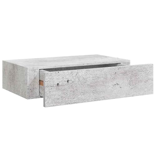 Wandregal mit Schublade, Nachtschrank Wandmontage, Schwebende Aufbewahrungstruhe für Schlafzimmer, Wohnzimmer, Büro, Betongrau 40x23,5x10 cm MDF Wandregal mit Schublade, Nachtschrank Wandmontage, Schwebende Aufbewahrungstruhe für Schlafzimmer, Wohnzimmer, Büro, Betongrau 40x23,5x10 cm MDF von SDWEHO7