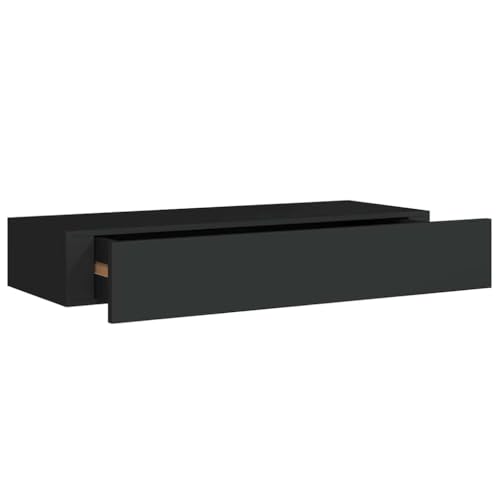 Wandregal mit Schubladen, Nachtschrank Wandmontage, Schwebende Aufbewahrungstruhe für Schlafzimmer, Wohnzimmer, Büro, Schwarz 60x23,5x10 cm MDF Wandregal mit Schubladen, Nachtschrank Wandmontage, Schwebende Aufbewahrungstruhe für Schlafzimmer, Wohnzimmer, Büro, Schwarz 60x23,5x10 cm MDF von SDWEHO7