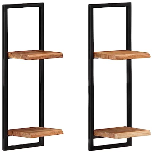 Wandregale 2er-Set, Wand Regal für Badezimmer, Schweberegal, Dekoratives Wanddisplayregal für Wohnzimmer, 25x25x75 cm Massivholz Akazie und Stahl Wandregale 2er-Set, Wand Regal für Badezimmer, Schweberegal, Dekoratives Wanddisplayregal für Wohnzimmer, 25x25x75 cm Massivholz Akazie und Stahl von SDWEHO7