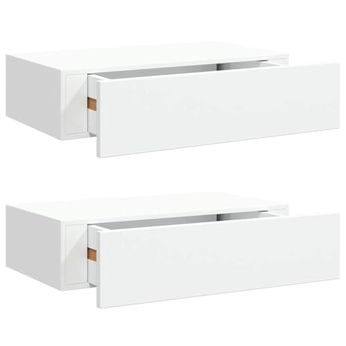 Wandregale mit Schubladen 2 STK, Nachtschrank Wandmontage, Schwebende Aufbewahrungstruhe für Schlafzimmer, Wohnzimmer, Büro, Weiß 40x23,5x10 cm MDF Wandregale mit Schubladen 2 STK, Nachtschrank Wandmontage, Schwebende Aufbewahrungstruhe für Schlafzimmer, Wohnzimmer, Büro, Weiß 40x23,5x10 cm MDF von SDWEHO7