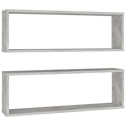 Würfelregale 2er-Set, Schwebend Hängeregal, Bücherregal, Regale Dekorativ für Wohnzimmer, Schlafzimmer, Büro, Betongrau 80x15x26,5 cm Holzwerkstoff Würfelregale 2er-Set, Schwebend Hängeregal, Bücherregal, Regale Dekorativ für Wohnzimmer, Schlafzimmer, Büro, Betongrau 80x15x26,5 cm Holzwerkstoff von SDWEHO7