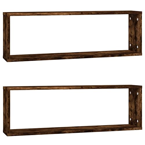 Würfelregale 2er-Set, Schwebend Hängeregal, Bücherregal, Regale Dekorativ für Wohnzimmer, Schlafzimmer, Büro, Räuchereiche 80x15x26,5 cm Holzwerkstoff Würfelregale 2er-Set, Schwebend Hängeregal, Bücherregal, Regale Dekorativ für Wohnzimmer, Schlafzimmer, Büro, Räuchereiche 80x15x26,5 cm Holzwerkstoff von SDWEHO7