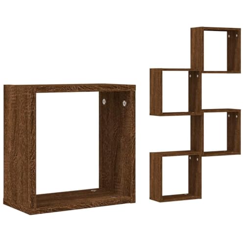 Würfelregale 4er-Set, Schwebend Hängeregal, Bücherregal, Regale Dekorativ für Wohnzimmer, Schlafzimmer, Büro, Braun Eichen-Optik 30x15x30 cm Holzwerkstoff Würfelregale 4er-Set, Schwebend Hängeregal, Bücherregal, Regale Dekorativ für Wohnzimmer, Schlafzimmer, Büro, Braun Eichen-Optik 30x15x30 cm Holzwerkstoff von SDWEHO7