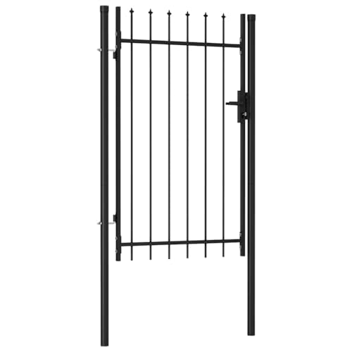 Zauntor Einzelflügel mit Speerspitzen, Outdoor Tor, Sicherheitstor, Gartentor Metall, Robust und langlebig, 100 x 4 x 150 cm Schwarz Stahl von SDWEHO7