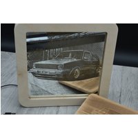 Dekorationsleuchte Lampe Mit Spiegelfliese Und Gravur | Vesperbrettchen Frühstücksbrett Bundle Set Geschenk Geburtstag Led von SDXDesignRehling