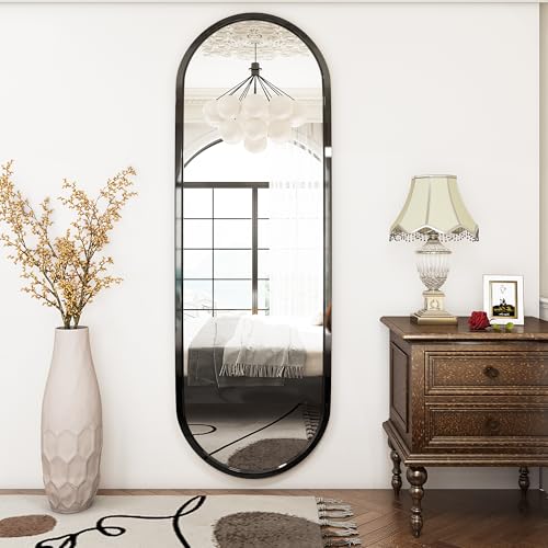 SDXYSTCE Ovaler Spiegel, 120x40cm Wandspiegel, Schwarz Ganzkörperspiegel mit Metallrahmen, Schlafzimmer Garderobe Wohnzimmer Home Studio Dekorativer Moderner Ankleidespiegel von SDXYSTCE