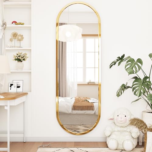 SDXYSTCE Ovaler Spiegel, 120x40cm Wandspiegel, Gold Ganzkörperspiegel mit Metallrahmen, Schlafzimmer Garderobe Wohnzimmer Home Studio Dekorativer Moderner Ankleidespiegel von SDXYSTCE