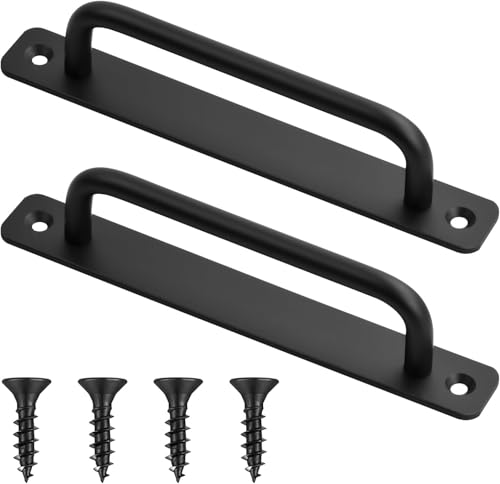 SDYAYFGE Packung mit 10 Scheunentürgriffen, Hochleistungs-Schiebetürgriff mit Schrauben, Hardware-Türgriff aus Aluminiumlegierung für Schrank-, Schubladen-, Tür- und Kommodenknöpfe, Schwarz von SDYAYFGE