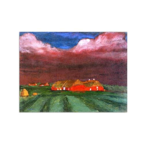 SDYSKKUG Emil Nolde Leinwandbilder für Wohnzimmer. Berühmte Bild auf Leinwand. Bauernhäuser. Kunstdruck Gemälde Reproduktion 40x30cm Ungerahmt von SDYSKKUG