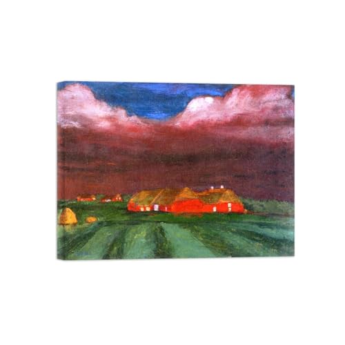 SDYSKKUG Emil Nolde Leinwandbilder für Wohnzimmer. Berühmte Bild auf Leinwand. Bauernhäuser. Kunstdruck Gemälde Reproduktion 80x60cm Innenrahmen von SDYSKKUG