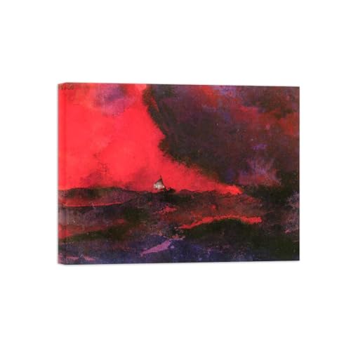 SDYSKKUG Emil Nolde Leinwandbilder für Wohnzimmer. Berühmte Bild auf Leinwand. Dunkelrotes Meer. Kunstdruck Gemälde Reproduktion 50x40cm Innenrahmen von SDYSKKUG