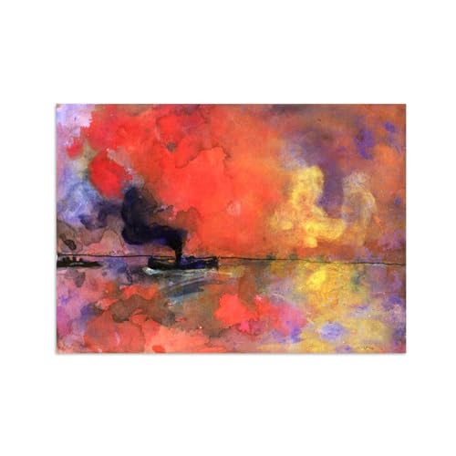 SDYSKKUG Emil Nolde Leinwandbilder für Wohnzimmer. Berühmte Bild auf Leinwand. Meer und roter Wolke. Kunstdruck Gemälde Reproduktion 42x30cm Ungerahmt von SDYSKKUG