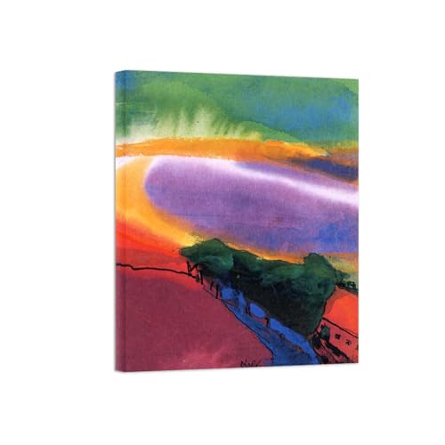 SDYSKKUG Emil Nolde Leinwandbilder für Wohnzimmer. Berühmte Bild auf Leinwand. Rot Gelb Grün Landschaft. Kunstdruck Gemälde Reproduktion 38x30cm Innenrahmen von SDYSKKUG