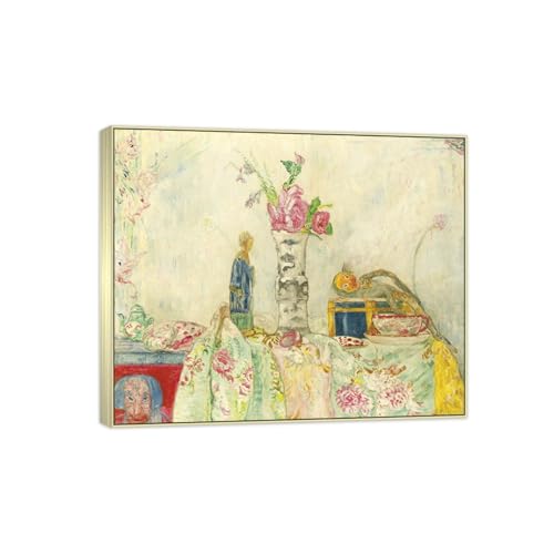 SDYSKKUG James Ensor Leinwandbilder für Wohnzimmer. Berühmte Bild auf Leinwand. Stillleben. Kunstdruck Gemälde Reproduktion 85x70cm Silber Rahmen SDYSKKUG James Ensor Leinwandbilder für Wohnzimmer. Berühmte Bild auf Leinwand. Stillleben. Kunstdruck Gemälde Reproduktion 85x70cm Silber Rahmen von SDYSKKUG