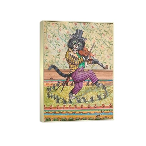 SDYSKKUG Louis Wain Leinwandbilder für Wohnzimmer. Berühmte Bild auf Leinwand. Katze spielt Geige. Kunstdruck Gemälde Reproduktion 85x60cm Silber Rahmen SDYSKKUG Louis Wain Leinwandbilder für Wohnzimmer. Berühmte Bild auf Leinwand. Katze spielt Geige. Kunstdruck Gemälde Reproduktion 85x60cm Silber Rahmen von SDYSKKUG