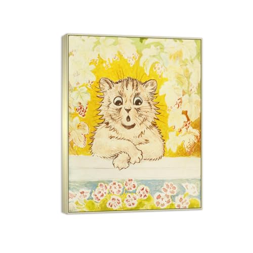 SDYSKKUG Louis Wain Leinwandbilder für Wohnzimmer. Berühmte Bild auf Leinwand. Katze unter Weinreben. Kunstdruck Gemälde Reproduktion 40x30cm Silber Rahmen SDYSKKUG Louis Wain Leinwandbilder für Wohnzimmer. Berühmte Bild auf Leinwand. Katze unter Weinreben. Kunstdruck Gemälde Reproduktion 40x30cm Silber Rahmen von SDYSKKUG