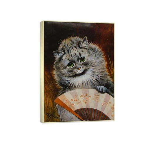 SDYSKKUG Louis Wain Leinwandbilder für Wohnzimmer. Berühmte Bild auf Leinwand. Ohne Titel. Kunstdruck Gemälde Reproduktion 70x50cm Silber Rahmen SDYSKKUG Louis Wain Leinwandbilder für Wohnzimmer. Berühmte Bild auf Leinwand. Ohne Titel. Kunstdruck Gemälde Reproduktion 70x50cm Silber Rahmen von SDYSKKUG