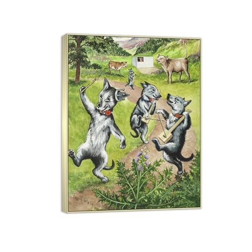 SDYSKKUG Louis Wain Leinwandbilder für Wohnzimmer. Berühmte Bild auf Leinwand. Tanzende Hunde. Kunstdruck Gemälde Reproduktion 40x30cm Silber Rahmen SDYSKKUG Louis Wain Leinwandbilder für Wohnzimmer. Berühmte Bild auf Leinwand. Tanzende Hunde. Kunstdruck Gemälde Reproduktion 40x30cm Silber Rahmen von SDYSKKUG