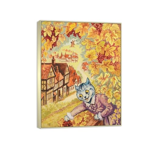 SDYSKKUG Louis Wain Leinwandbilder für Wohnzimmer. Berühmte Bild auf Leinwand. Traubenernte. Kunstdruck Gemälde Reproduktion 50x40cm Silber Rahmen SDYSKKUG Louis Wain Leinwandbilder für Wohnzimmer. Berühmte Bild auf Leinwand. Traubenernte. Kunstdruck Gemälde Reproduktion 50x40cm Silber Rahmen von SDYSKKUG