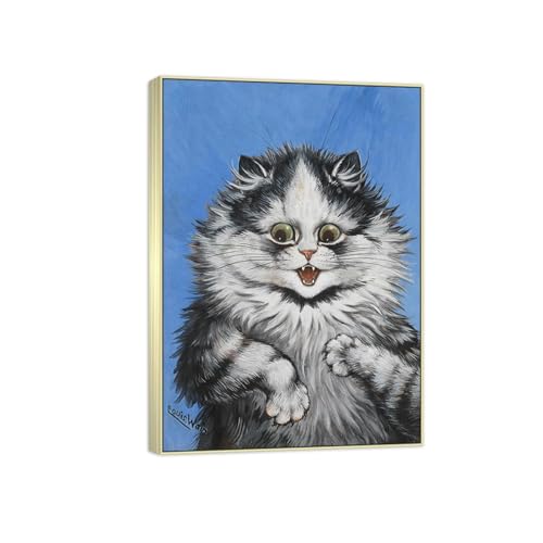 SDYSKKUG Louis Wain Leinwandbilder für Wohnzimmer. Berühmte Bild auf Leinwand. Überraschung. Kunstdruck Gemälde Reproduktion 100x70cm Silber Rahmen SDYSKKUG Louis Wain Leinwandbilder für Wohnzimmer. Berühmte Bild auf Leinwand. Überraschung. Kunstdruck Gemälde Reproduktion 100x70cm Silber Rahmen von SDYSKKUG