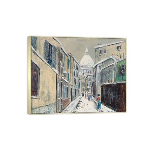 SDYSKKUG Maurice Utrillo Leinwandbilder für Wohnzimmer. Berühmte Bild auf Leinwand. Straße unter Schnee. Kunstdruck Gemälde Reproduktion 100x80cm Silber Rahmen SDYSKKUG Maurice Utrillo Leinwandbilder für Wohnzimmer. Berühmte Bild auf Leinwand. Straße unter Schnee. Kunstdruck Gemälde Reproduktion 100x80cm Silber Rahmen von SDYSKKUG